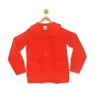 Girls Orange Cardigan Sweater