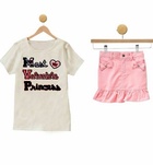 White Top & Pink Skirt Set