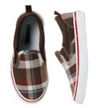Brown Red Blue Plaid Canvas Shoes