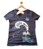 Tropical Bloom Navy Blue Girls Surf Club T-Shirt Top