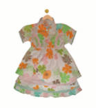 Peach/Sage/Brown Cotton/Linen-Blend Peplum Dress