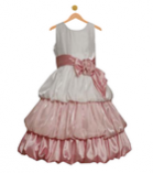 Pink & White Ruffled Dress Satin finish