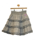 Gray Striped Ruffle Skirt