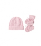 Baby Pink Cashmere Hat and Booties Set