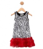 Girls Zebra Print  Red Ruffles Dress