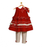 Baby Girl Red Dress & Leggings Set